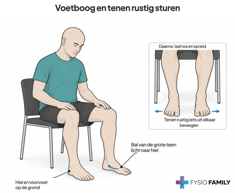 Voetboog en tenen rustig sturen. Stap voor stap uitgebeeld.