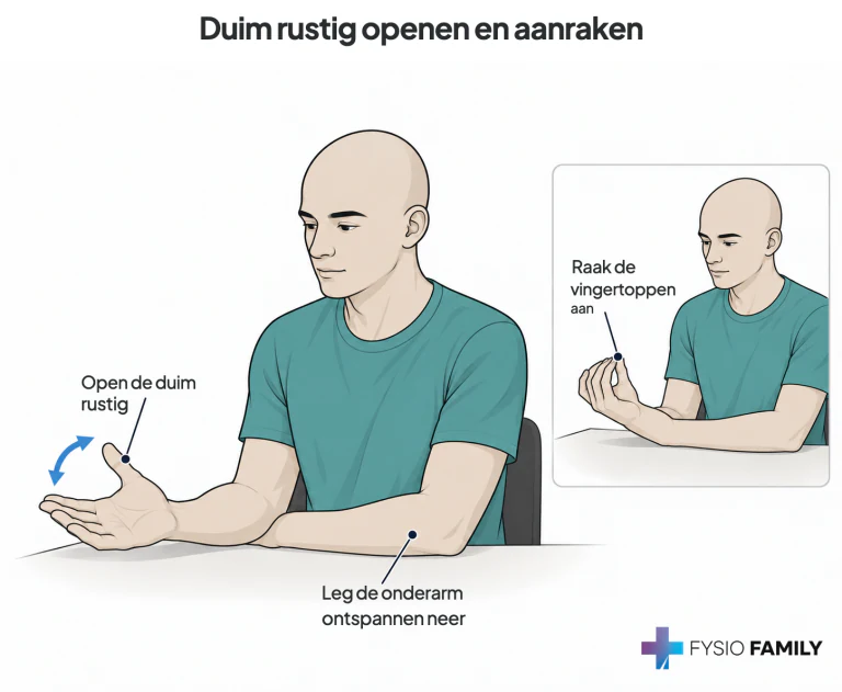 Duim rustig openen en aanraken. Stap voor stap uitgebeeld.