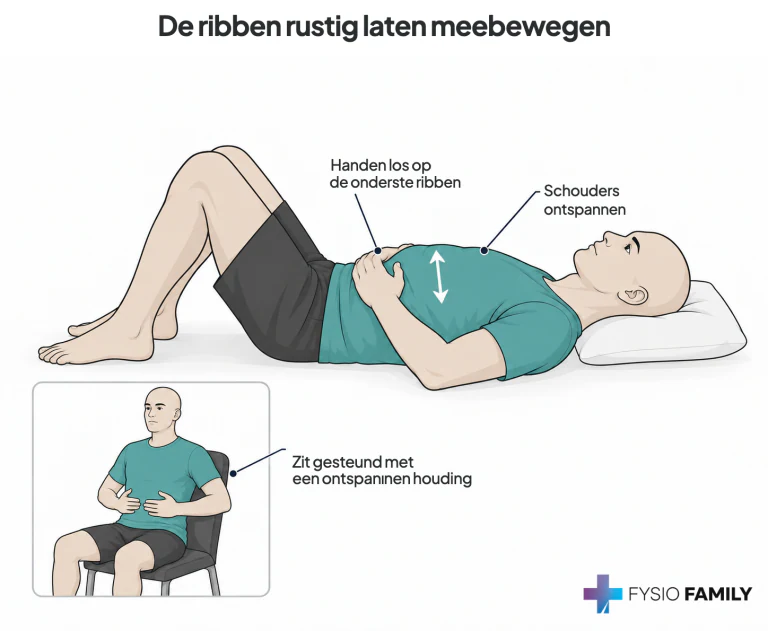 De ribben rustig laten meebewegen. Stap voor stap uitgebeeld.