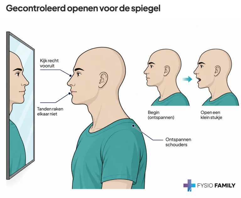 Gecontroleerd openen voor de spiegel. Stap voor stap uitgebeeld.